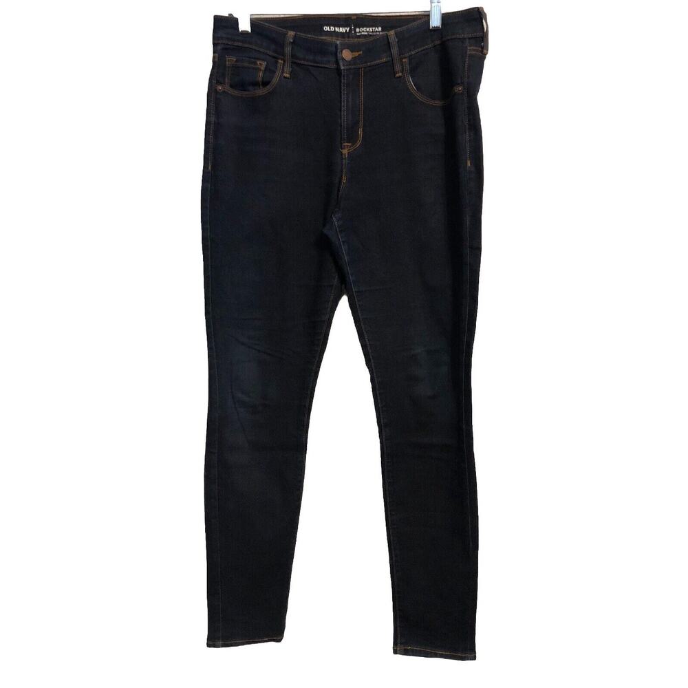 Old Navy Womens‎ Jeans Size 12 Long Rockstar Mid Rise Dark Wash Denim 34x30.5
